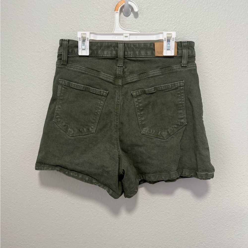 PAIGE High Waist Forest Green Women's Shorts - Picture 3 of 3